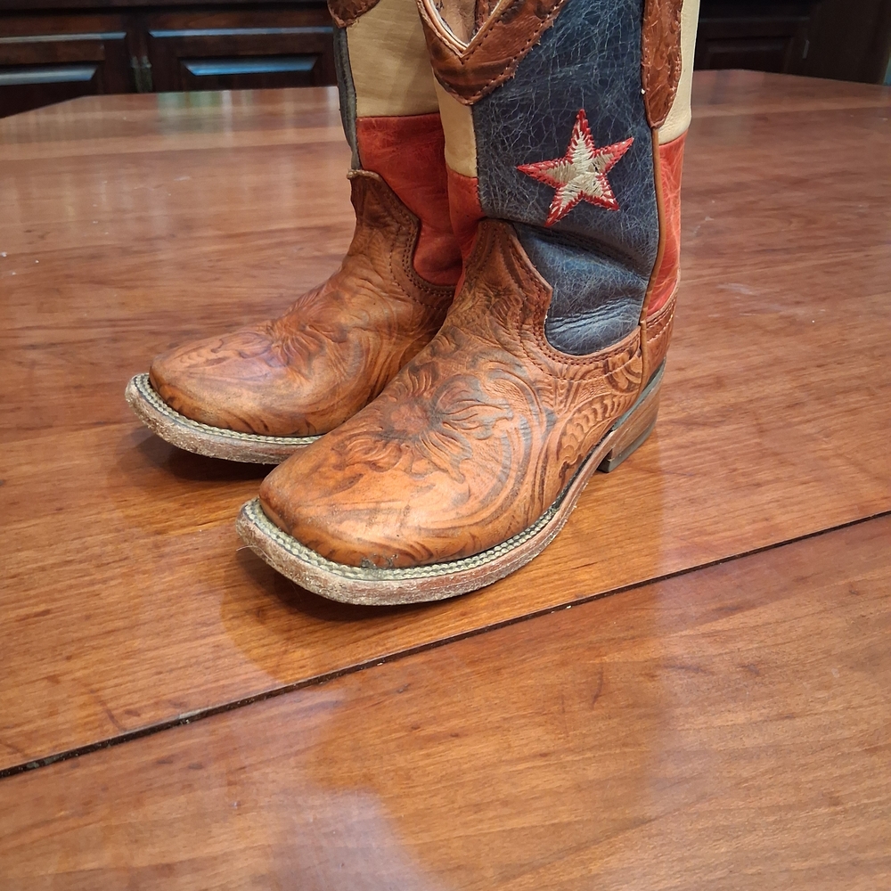 Kids Western Cowboy Boots - Brown, Red, Blue - Picture 2 of 6